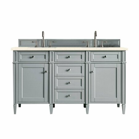 JAMES MARTIN VANITIES Brittany 60in Double Vanity, Urban Gray w/ 3 CM Eternal Marfil Quartz Top 650-V60D-UGR-3EMR